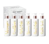 Print Maniacs White Mrs Hinch Inspired Personalised 500ml Bottles Bathroom Lotion Kitchen Shampoo Conditioner Rose Gold Pump (Set 6) (Gold)