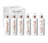Print Maniacs White Mrs Hinch Inspired Personalised 500ml Bottles Bathroom Lotion Kitchen Shampoo Conditioner Rose Gold Pump (Set 6) (Copper)