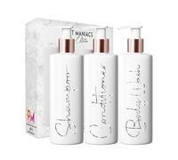 Print Maniacs White Mrs Hinch Inspired Personalised 500ml Bottles Bathroom Lotion Kitchen Shampoo Conditioner Rose Gold Pump (Set 3, F2) (Silver)