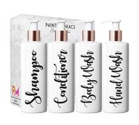 Print Maniacs White Mrs Hinch Inspired Personalised 500ml Bottles Bathroom Lotion Kitchen Shampoo Conditioner Rose Gold Pump (Hand Wash Set) (Black)