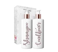 Print Maniacs White Mrs Hinch Inspired Personalised 500ml Bottles Bathroom Shampoo Conditioner Rose Gold Pump (Set 2) (Matt Rose Gold)
