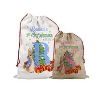 Print Manics Personalised Peter Rabbit 1st Christmas Baby Girl Boy First Christmas Xmas Bag Stocking Santa Sack Santa Christmas Rabbit