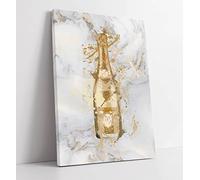 Print Marble Champagne Cristal Gold Bottle Artwork Canvas Wall Art Print Picture - 30 inch wide x 45 inch high (Frame Depth 30mm)