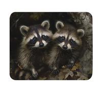Print Mouse Pad | Baby Racoons | Animal | Rectangular Style Anti-Slip Rubber Mousepad | Gaming | Office | Rubber, Polyester Fabric | Computer | Gift, Medium 9.4"x7.9"