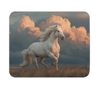 Print Mouse Pad Beautiful White Stallion Running Across The Field Rectangular Style Anti-Slip Rubber Mousepad Gaming Office Rubber Polyester Fabric Computer Gift11.8 x9.8
