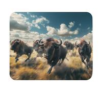 Print Mouse Pad | Buffalo Running Across The Prairie | Animal | Rectangular Style Anti-Slip Rubber Mousepad | Gaming | Office | Rubber, Polyester Fabric | Computer | Gift11.8 x9.8