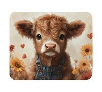 Print Mouse Pad Charming Baby Highland Cow Rectangular Style Anti-Slip Rubber Mousepad Gaming Office Rubber Polyester Fabric Computer Gift 9.4"x7.9"