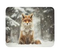 Print Mouse Pad Charming Fox Sitting in a Snowy Forest Rectangular Style Anti-Slip Rubber Mousepad Gaming Office Rubber Polyester Fabric Computer Gift 9.4"x7.9"