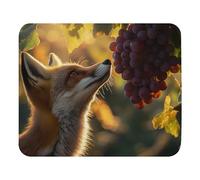 Print Mouse Pad Fox and Bunch of Beautiful Grapes Rectangular Style Anti-Slip Rubber Mousepad Gaming Office Rubber Polyester Fabric Computer Gift11.8 x9.8