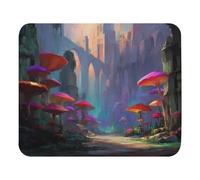 Print Mouse Pad Glowing Mushrooms and Ancient Ruins Rectangular Style Anti-Slip Rubber Mousepad Gaming Office Rubber Polyester Fabric Computer Gift 9.4"x7.9"
