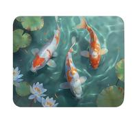 Print Mouse Pad | Koi Fish in a Pond | Nature | Rectangular Style Anti-Slip Rubber Mousepad | Gaming | Office | Rubber, Polyester Fabric | Computer | Gift, Medium 9.4"x7.9"