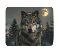 Print Mouse Pad | Majestic Wolf Under The Moon | Animal | Rectangular Style Anti-Slip Rubber Mousepad | Gaming | Office | Rubber, Polyester Fabric | Computer | Gift 9.4"x7.9"