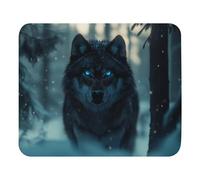 Print Mouse Pad Mystical Wolf in a Snowy Forest Rectangular Style Anti-Slip Rubber Mousepad Gaming Office Rubber Polyester Fabric Computer Gift 9.4"x7.9"