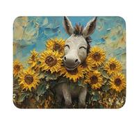 Print Mouse Pad Smiling Donkey with Bunch of Sunflowers Rectangular Style Anti-Slip Rubber Mousepad Gaming Office Rubber Polyester Fabric Computer Gift 9.4"x7.9"