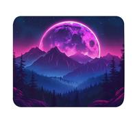 Print Mouse Pad | Synthwave Moon Rising Over Mountains | Nature | Rectangular Style Anti-Slip Rubber Mousepad | Gaming | Office | Rubber, Polyester Fabric | Computer | Gift 9.4"x7.9"