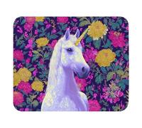 Print Mouse Pad White Unicorn with Soft Yellow and Pink neon Flowers in The Background Rectangular Style Anti-Slip Rubber Mousepad Gaming Office Rubber Polyester Fabric Computer Gift 9.4"x7.9"