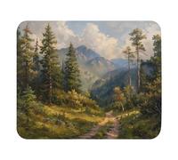 Print Mouse Pad Wide Trail in a Mountain Forest Rectangular Style Anti-Slip Rubber Mousepad Gaming Office Rubber Polyester Fabric Computer Gift 9.4"x7.9"