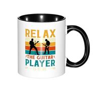 Print Mug Retro Relax The Guitar Player is Here Music Exquisite Kitchen Coffee Mug Glossy Finish Birthday Ceramic Tea Cup 11Oz