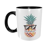 Print Mug Summer Pineapple Wearing Sunglasses Large Handle Family Ceramic Tea Cup Glossy Finish Office Coffee Mug 11Oz