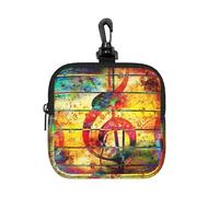 Print Music Note Colorful Wooden, Square Zipper Storage Bag, Neoprene Coin Purse, Small Wallets, Change Pouch, Change Purse