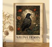 Print of a William Morris Crow, Flowers, Poster, William Morris Exhibition Print, William Morris Poster, Vintage Wall Art, Textiles Art, Crow, Poster Without a frame! (A3 11.7x 16.5 in)