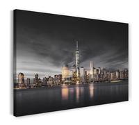 Print on Canvas (100x70 cm) New York skyline with skyscrapers, USA - America photography, real wood frame with hook