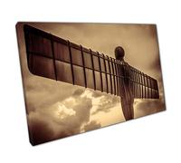 Print on Canvas Angel of the North Ready to Hang Wall Art Print Picture For Home Office Decor 91x61cm (36x24In)