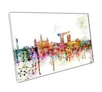 Print on Canvas Colourful Skyline landmarks GLASGOW Scotland Wall Art Print Picture For Home Office Decor 30x20cm (12x8In)