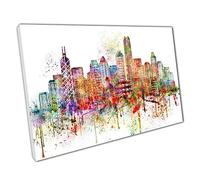 Print on Canvas Colourful Skyline landmarks HONG KONG Wall Art Print Picture For Home Office Decor 76x51cm (30x20In)