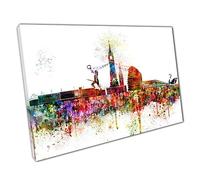 Print on Canvas Colourful Skyline landmarks Leicester city England Print Picture For Home Office Decor 76x51cm (30x20In)