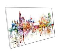 Print on Canvas Colourful Skyline landmarks LONDON England Wall Art Print Picture For Home Office Decor 91x61cm (36x24In)
