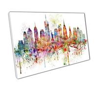 Print on Canvas Colourful Skyline landmarks New York USA Wall Art Print Picture For Home Office Decor 91x61cm (36x24In)