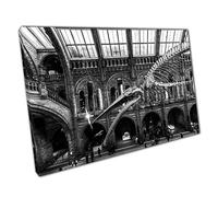 Print on Canvas National History Museum Black and White Ready to Hang Wall Art Print Picture For Home Office Decor 30x20cm (12x8In)