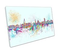 print on canvas Painterly city of Cardiff landmarks Wales Spray Paint Skyline Wall Art Print Picture For Home Office Decor 76x51cm (30x20In)