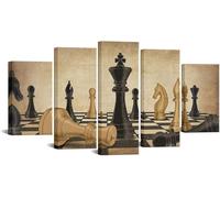 Print Painting Canvas, Chess 5 Piece Painting On Canvas Wall Art | Without Frame 100 X 50 Cm | Pictures Print Artwork Home Decor For Living Room Hotel Restaurant Office Poster Wall Art M-133709150587
