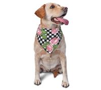 Print Roses On Black White PlaidDog Bandanas Cat Puppy Scarfs Washable Pet Handkerchief