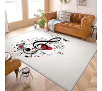Print Rugs 160x230 cm Artistic Music Notes Washable Area Rug Short Pile Carpet for Dining Room Kitchen Office Living Room Grayish White Soft Anti Slip Fluffy Floor Mat