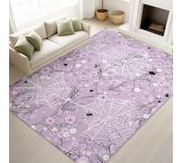 Print Rugs 200 x 300 cm, Halloween Non Slip Rugs Flowers Spider Sweet Romantic, Washable Carpet Bar Girls Room, Pink White