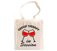 Print Shirts You think it, we print it Group Therapy! Wine Tote Bag, Eco Friendly Re-usable Alcohol Themed Shoulder Bag, 42cm x 38cm in a Stylish Colour