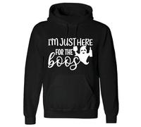 Print Shirts You think it, we print it I'm Just Here For The Boo's! Unisex Halloween Hoodie, Spooky Jumper Available In Black, Trick Or Treat Top