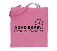 Print Shirts You think it, we print it Printshirts ADHD Brain Tote Bag - Fast & Curious Design - Funny Neurodiversity Awareness Reusable Canvas Gift Bag, Eco Friendly Shopper for Men & Women (Pink)