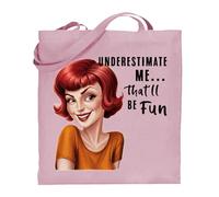 Print Shirts You think it, we print it Printshirts Underestimate Me That’ll Be Fun Tote Bag - Funny Retro Pin Up Redhead Sarcastic Quote, Reusable Shopping Bag, Vintage Humor Gift for Women