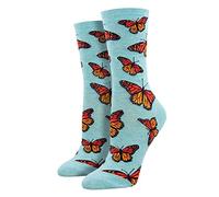 Print Socks For Women Girls Butterfly Print Colorful Pattern Novelty Cute Foot Traffic Slipper Socks (Blue, One Size)