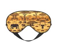 Print Soft Eye Mask - African Grassland Animals Travel Side Sleeper Mask Adjustable Elastic Band, for Men Women Nap