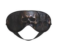 Print Soft Eye Mask - Copper-Colored Skull Travel Side Sleeper Mask Adjustable Elastic Band, for Men Women Nap