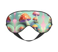 Print Soft Eye Mask - Dreamy Little Mushroom Travel Side Sleeper Mask Adjustable Elastic Band, for Men Women Nap