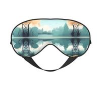 Print Soft Eye Mask - Fallen Leaves on a Tranquil Lake Travel Side Sleeper Mask Adjustable Elastic Band, for Men Women Nap