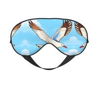 Print Soft Eye Mask - Flying Seagulls Travel Side Sleeper Mask Adjustable Elastic Band, for Men Women Nap