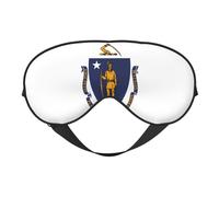 Print Soft Eye Mask - Massachusetts State Flag Travel Side Sleeper Mask Adjustable Elastic Band, for Men Women Nap