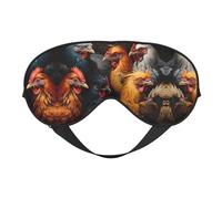 Print Soft Eye Mask - Roosters Dressed in Many Colors Travel Side Sleeper Mask Adjustable Elastic Band, for Men Women Nap